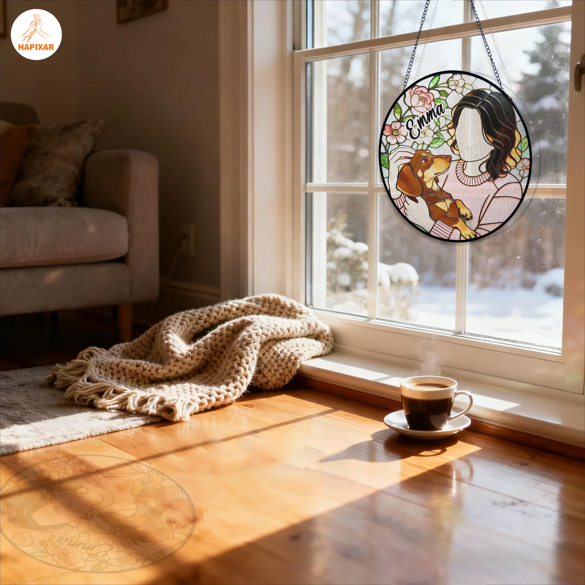 Custom Photo Dachshund Glass Suncatcher