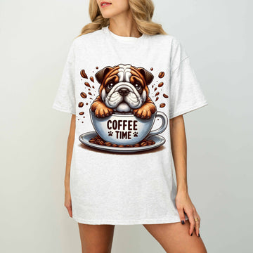 Coffee Time Bulldog Funny Dog T-Shirt