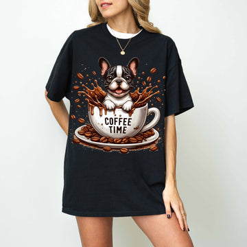 Coffee Time French Bulldog Funny Dog T-Shirt