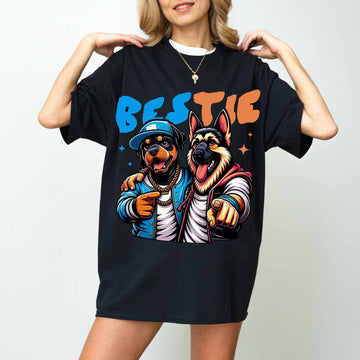 Bestie Funny Dog T-Shirt German Shepherd and Rottweiler