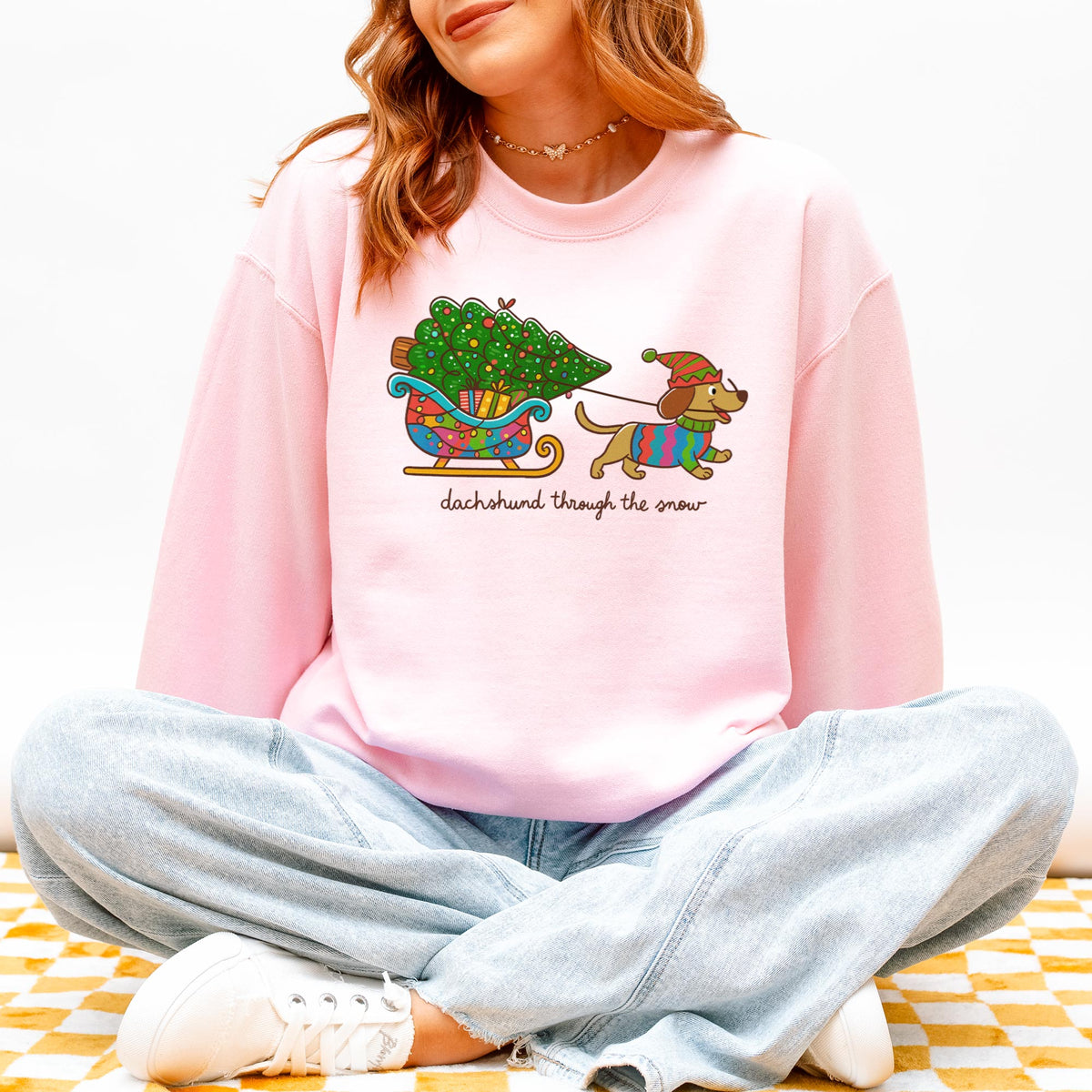 Dachshund Through the Snow Christmas Sweatshirt – Tree Sleigh