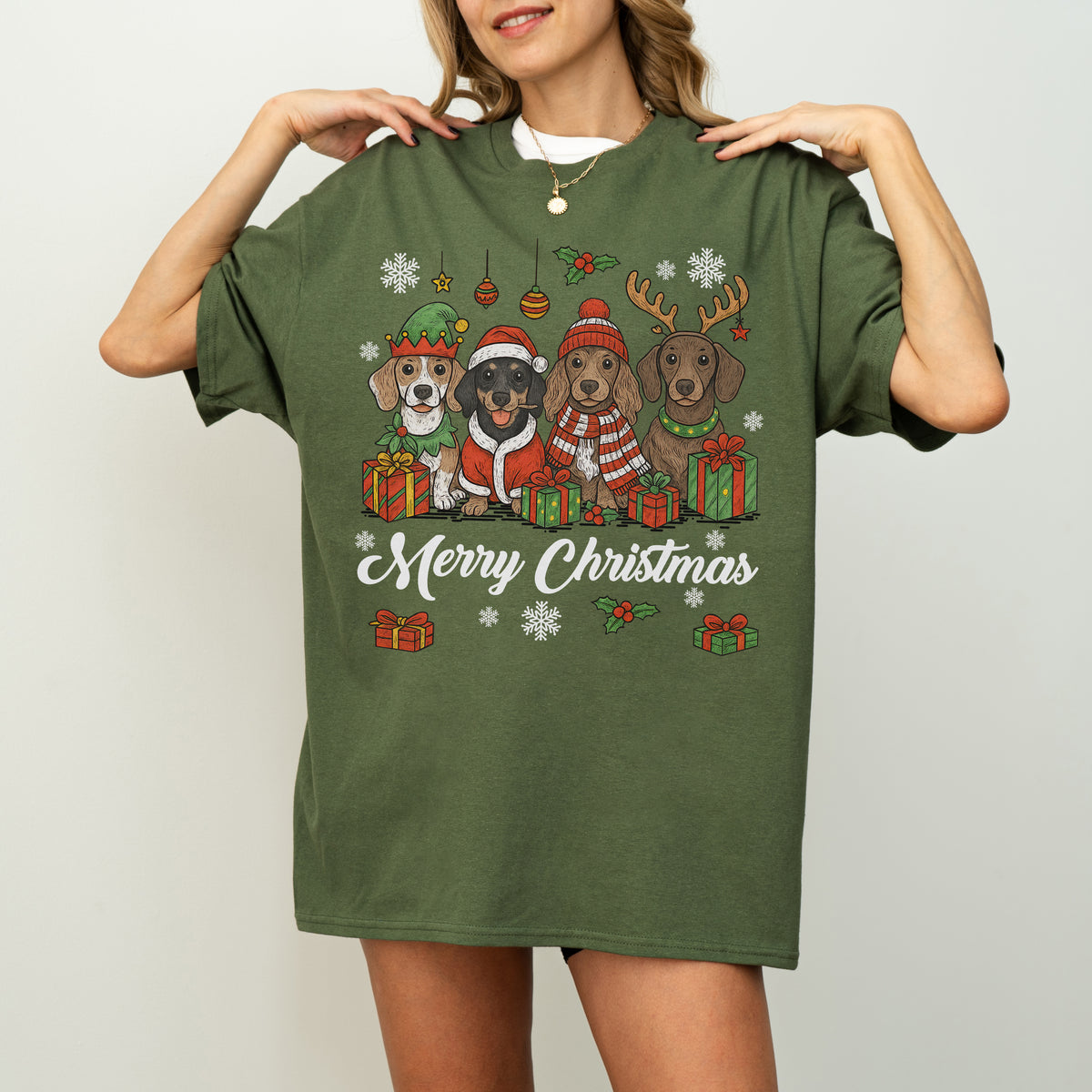 Merry Christmas Dachshund Shirt – Cute Holiday Puppies Gift