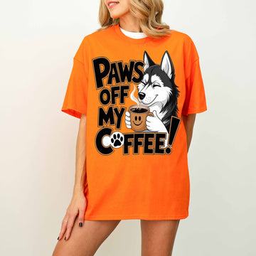 Paws Off My Coffee Funny Husky Dog T-Shirt