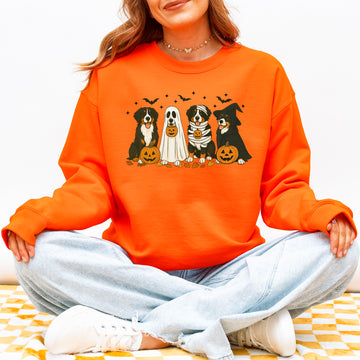 Bernese Mountain Dog Halloween Sweatshirt, Cute Fall Dog Sweater with Pumpkins & Ghosts, Cozy Bernese Mama Gift