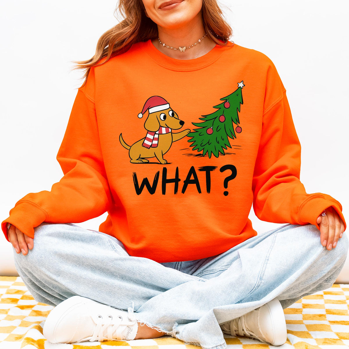 Funny What? Dachshund Christmas Sweatshirt