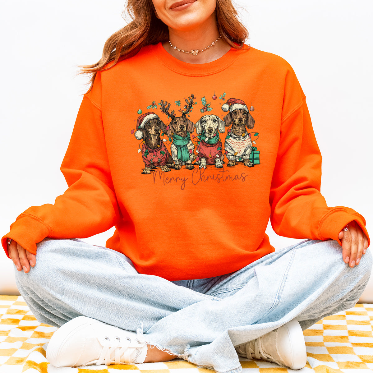 Merry Christmas Dachshund Dog Cute Holiday Puppy Sweatshirt