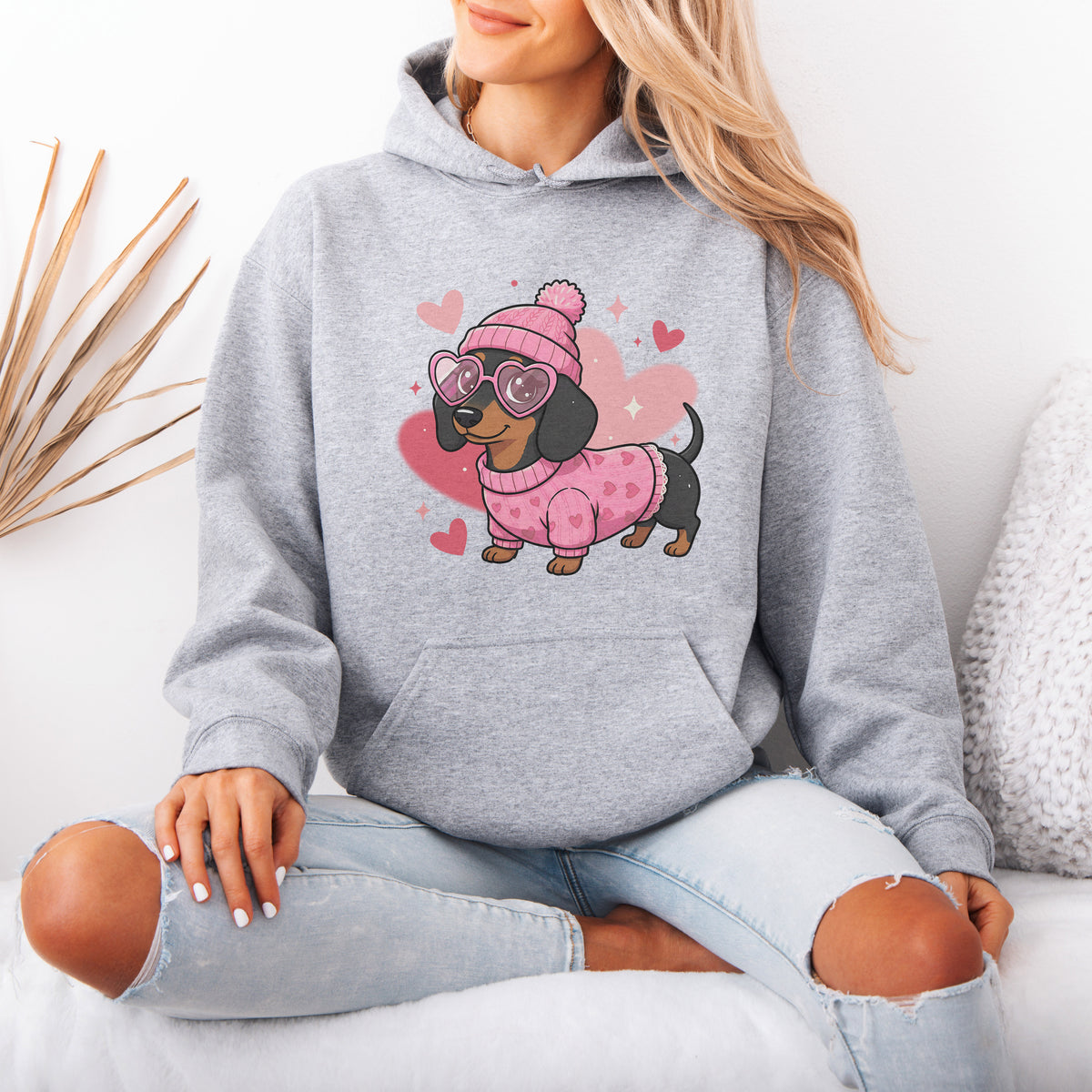 Cute Valentine Dachshund Dog Mom Hoodie