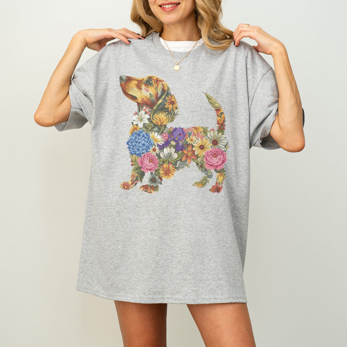Floral Dachshund Shirt – Cute Dog Mom Gift for Dachshund Lovers