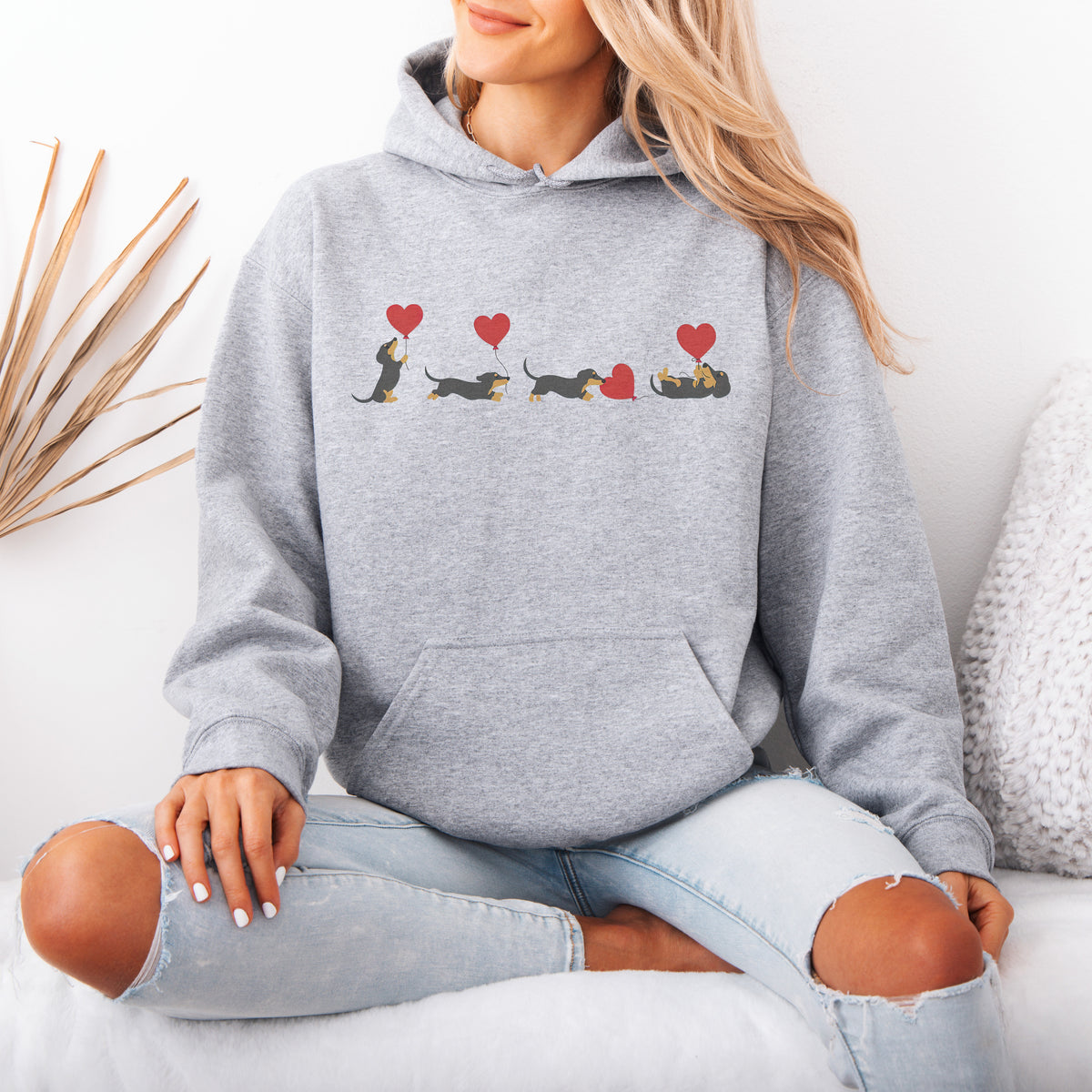 Dachshund With Heart Balloons Hoodie
