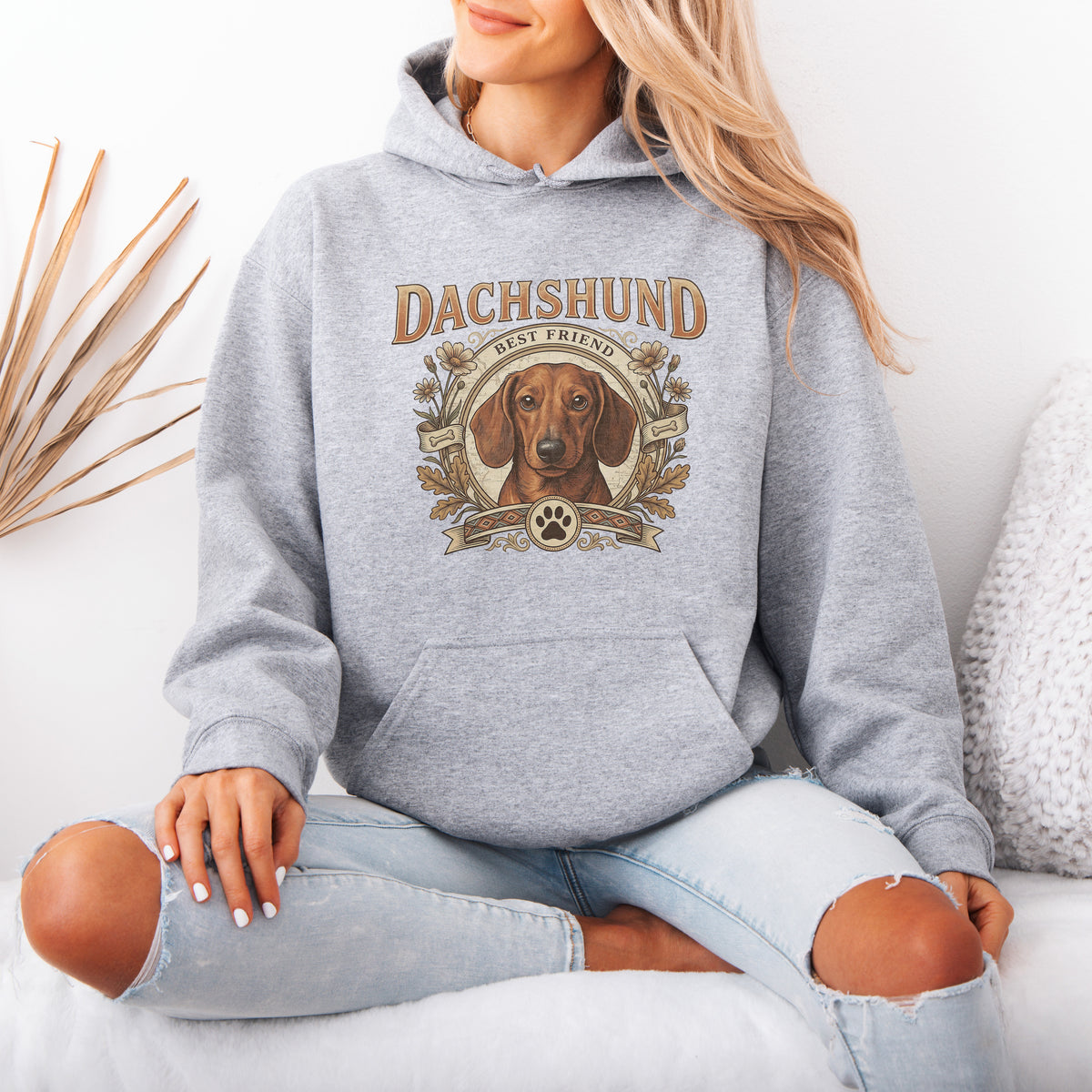 Custom Dachshund Hoodie Personalized Dog Portrait Gift