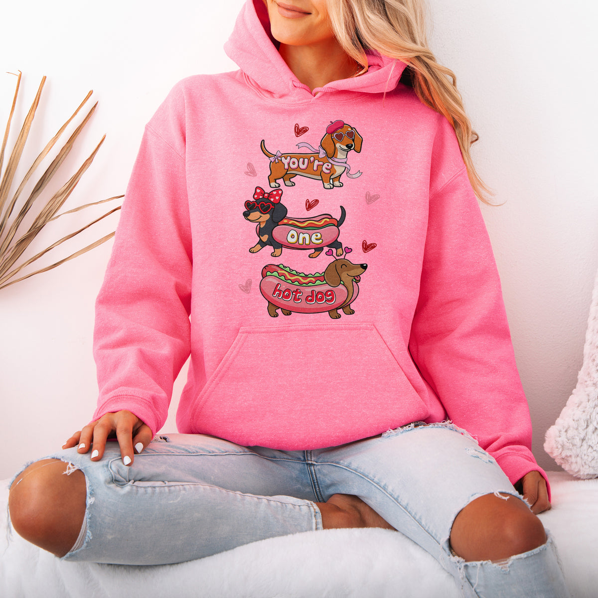 Cute Hot Dog Dachshund Valentine Hoodie
