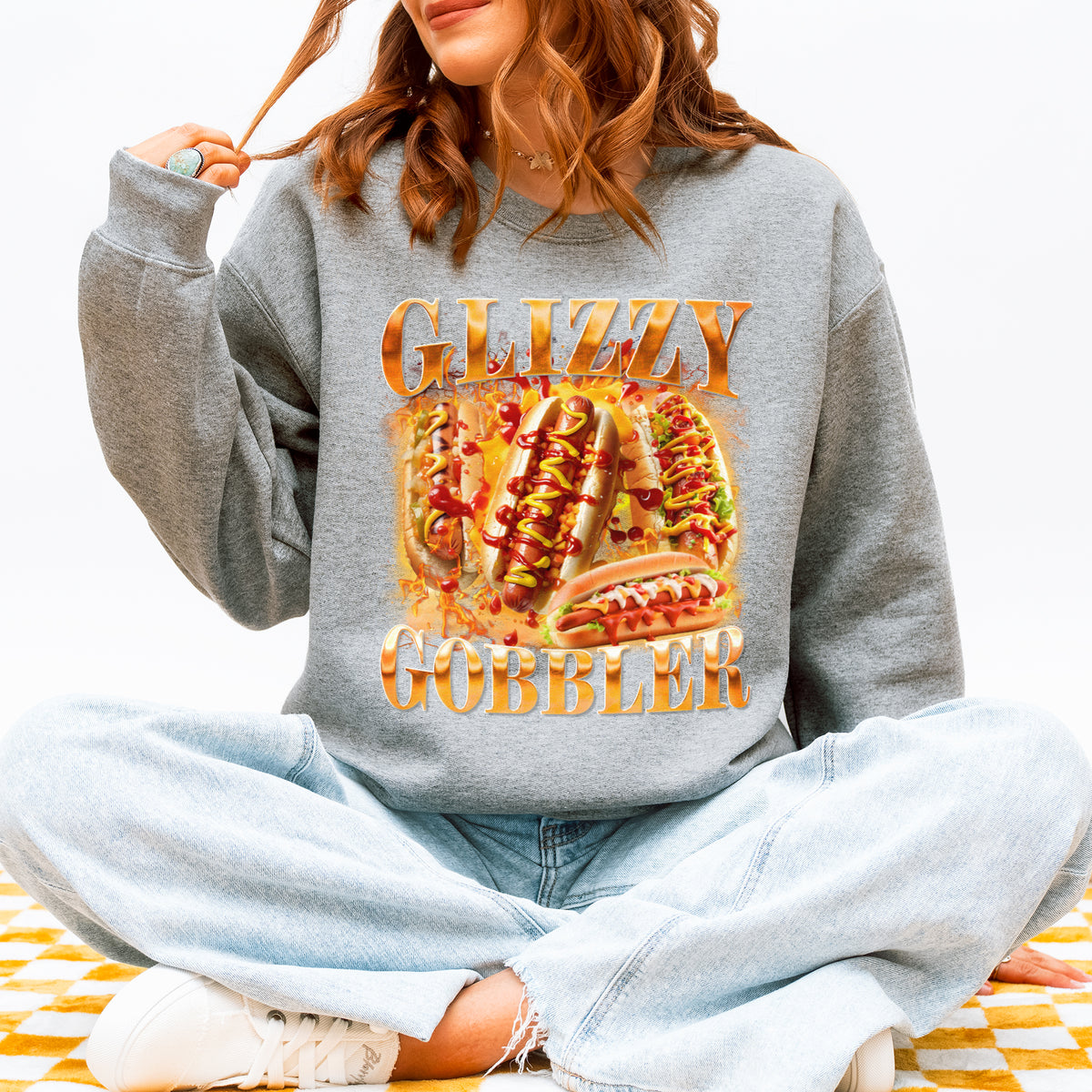 Glizzy Gobbler Sweatshirt Funny Hot Dog Meme Gift for Food Lovers