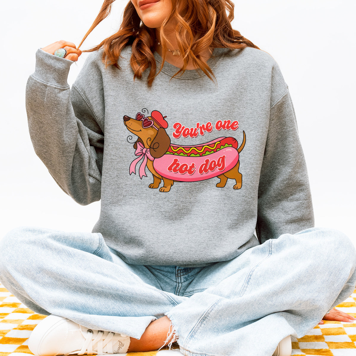 You Are One Hot Dog Dachshund Valentine Sweatshirt