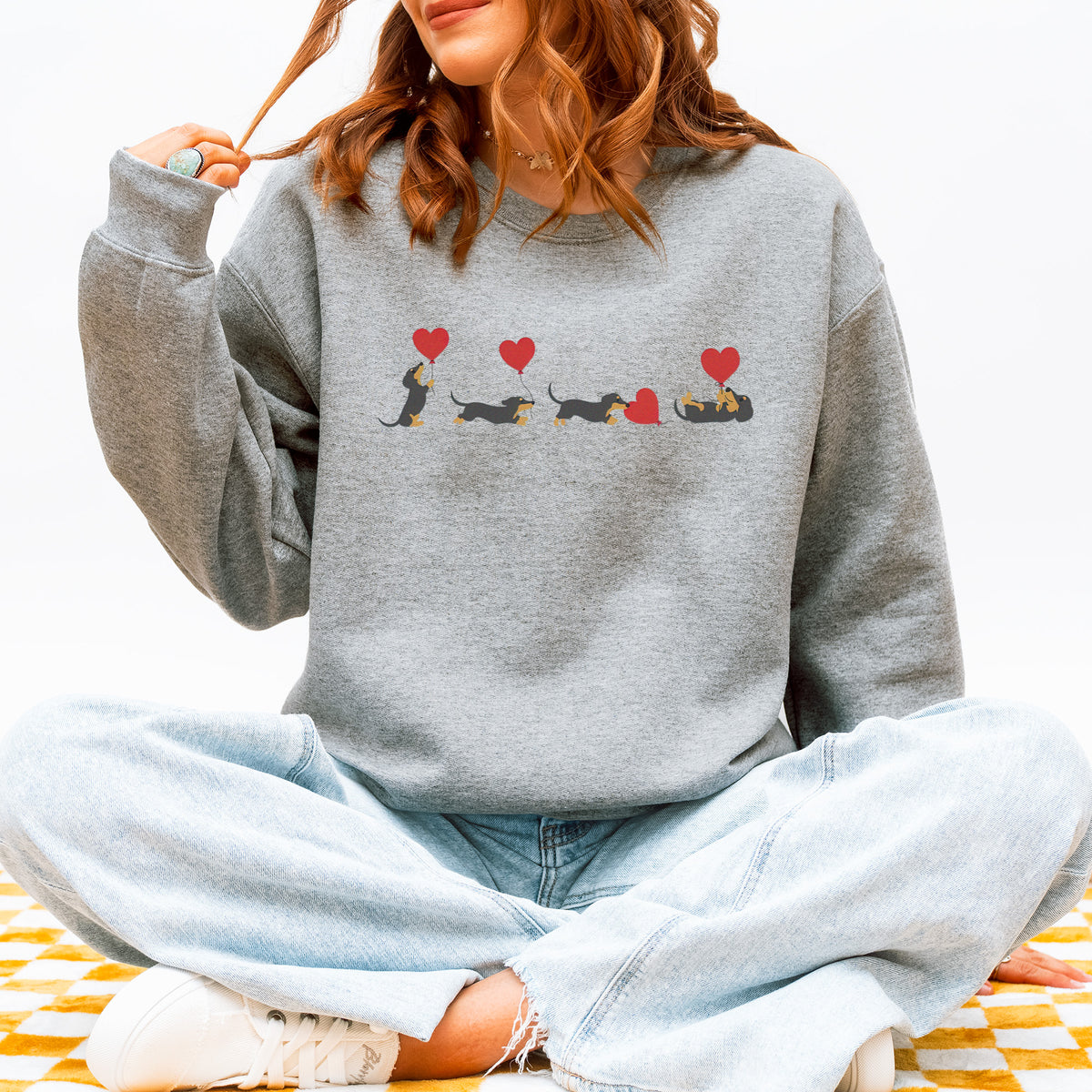 Dachshund With Heart Balloons Sweatshirt