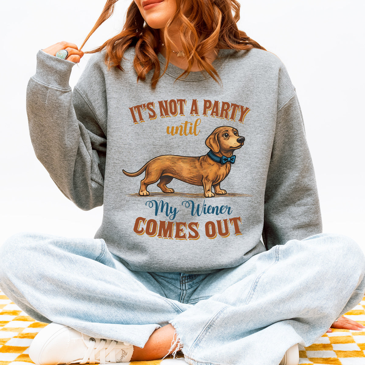 Funny Dachshund Sweatshirt Party Wiener Dog Humor Gift