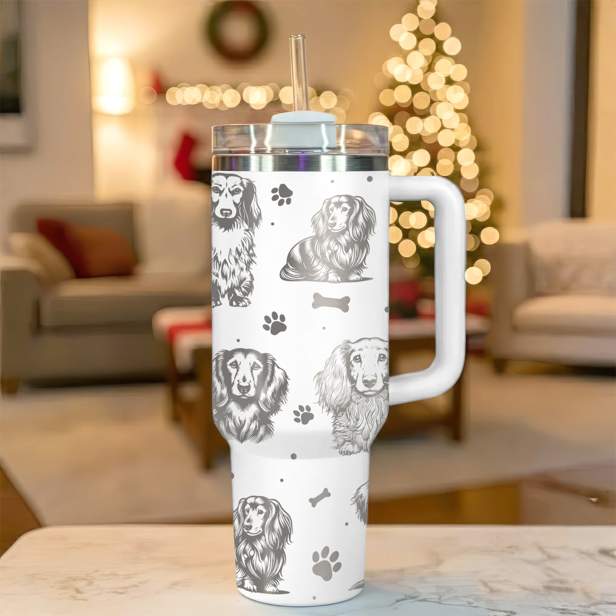 Long Haired Dachshund 40oz Engraved Insulated Tumbler