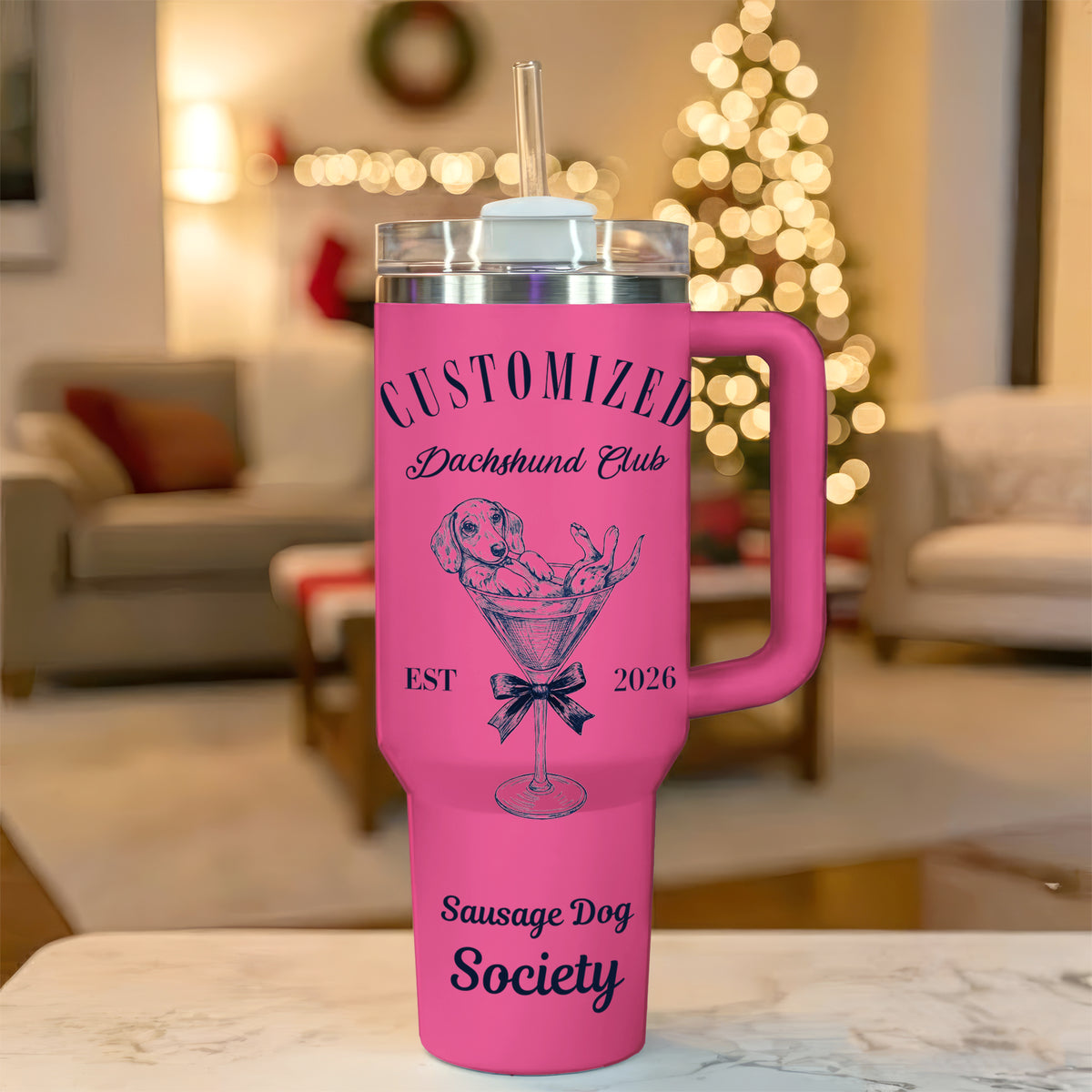 Personalized Dachshund Tumbler β Custom Name Doxie Gift