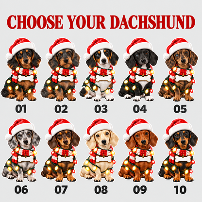 Personalized Dachshund Santa Hat Christmas Ornament, Custom Name & Est. Year, 3D Acrylic Keepsake
