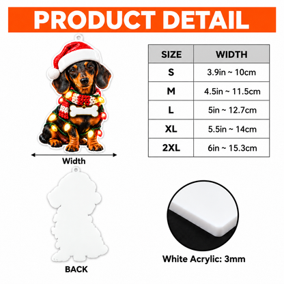 Personalized Dachshund Santa Hat Christmas Ornament, Custom Name & Est. Year, 3D Acrylic Keepsake
