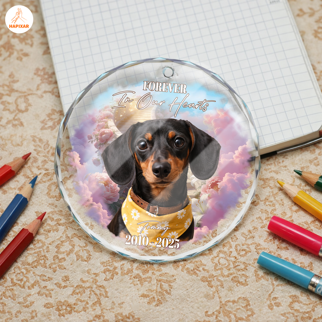 Forever In Our Hearts Dachshund Memorial Ornament – Personalized Pet Remembrance Keepsake