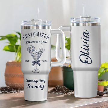 Personalized Dachshund Tumbler – Custom Name Doxie Gift