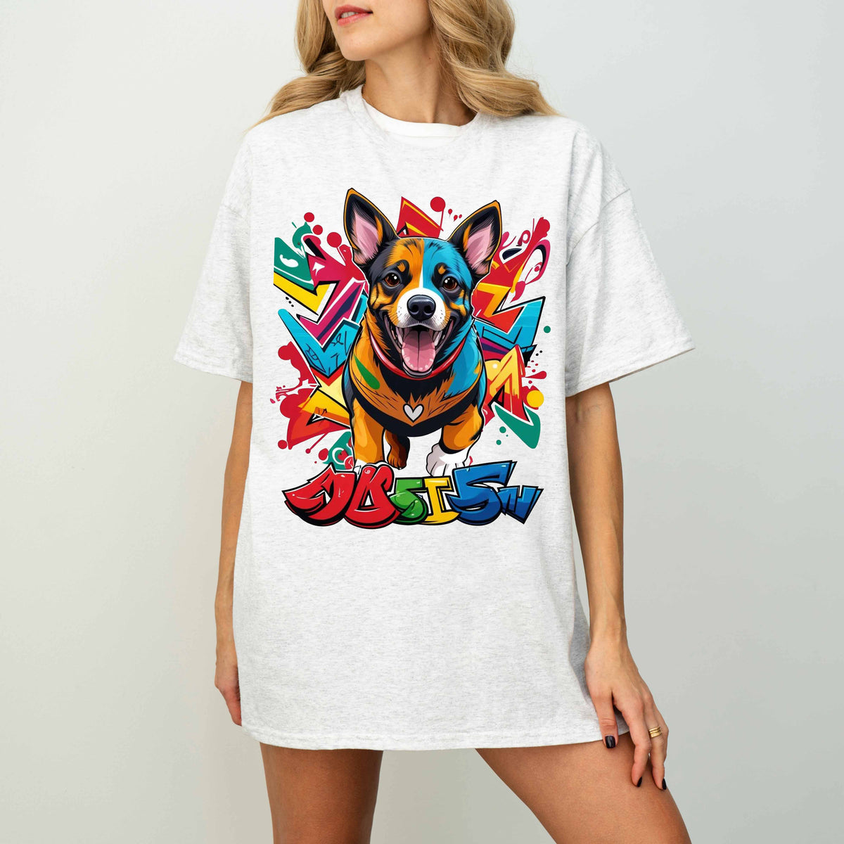 Colorful Graffiti Funny Dog T-Shirt