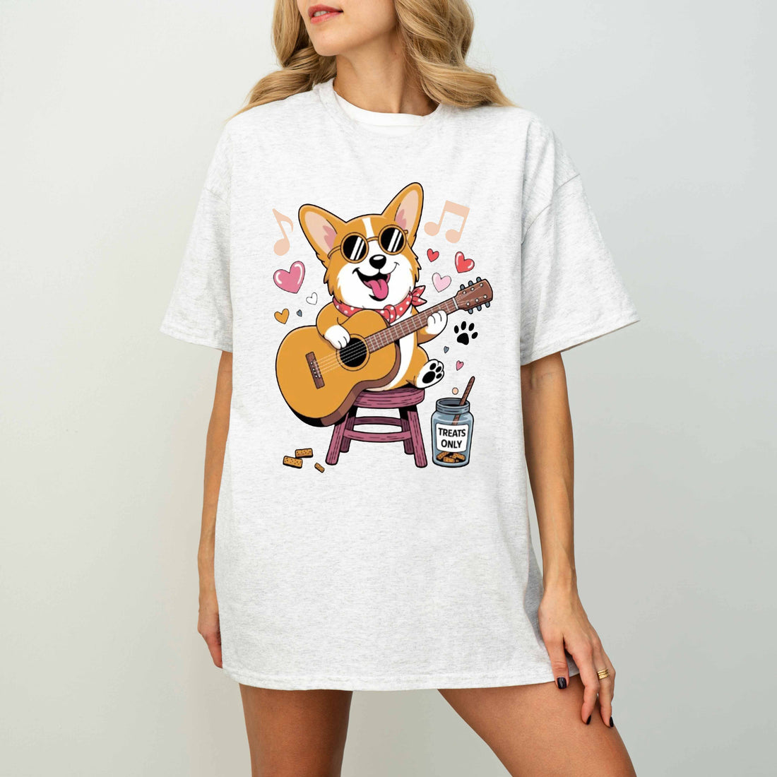 Guitar Playing Corgi Funny Dog T-Shirt