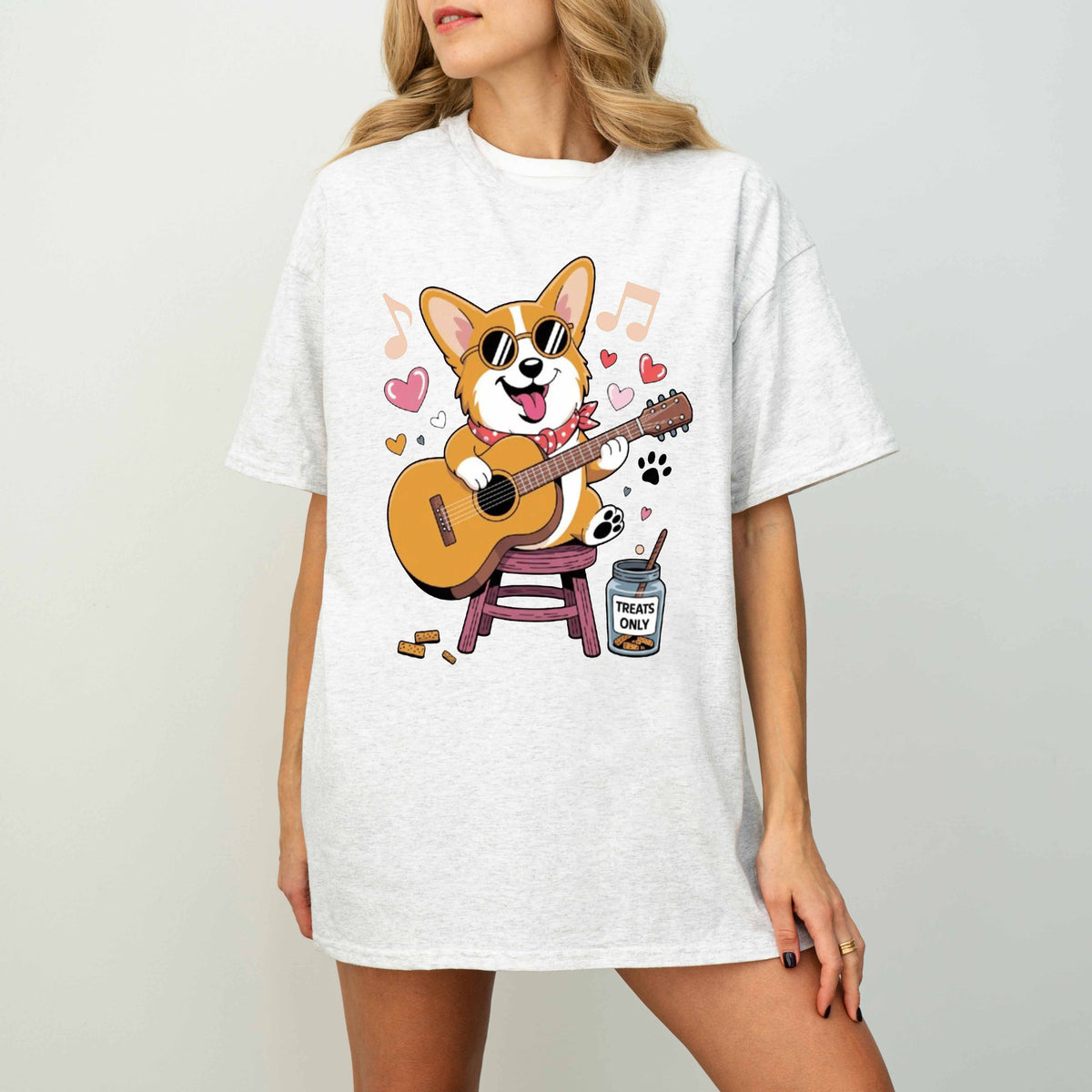 Guitar Playing Corgi Funny Dog T-Shirt
