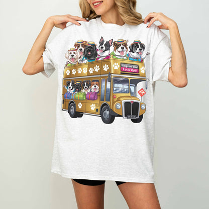 Dogs on Tour Let’s Roll Funny Dog Bus T-Shirt