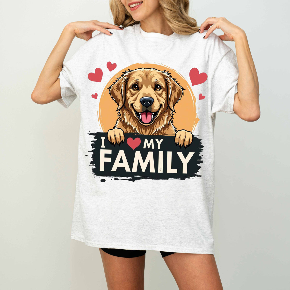 I Love My Family Golden Retriever Dog T-Shirt
