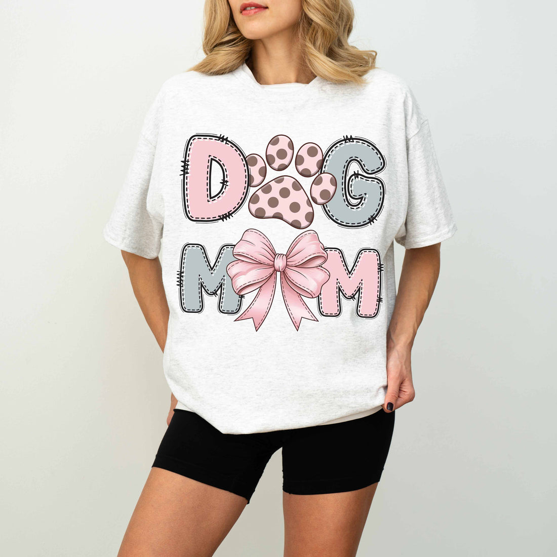 Cute Dog Mom Paw and Bow T-Shirt