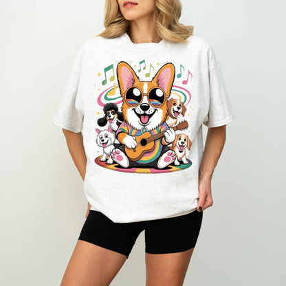 Rainbow Guitar Corgi Funny Dog T-Shirt