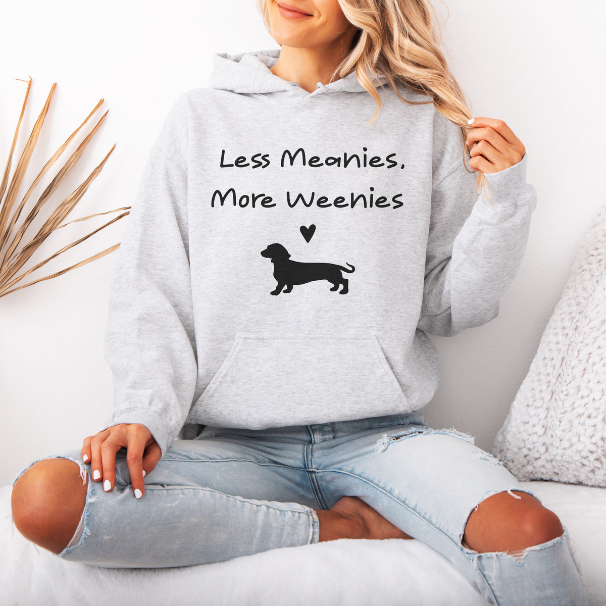 Funny Dachshund Hoodie Less Meanies More Weenies Gift