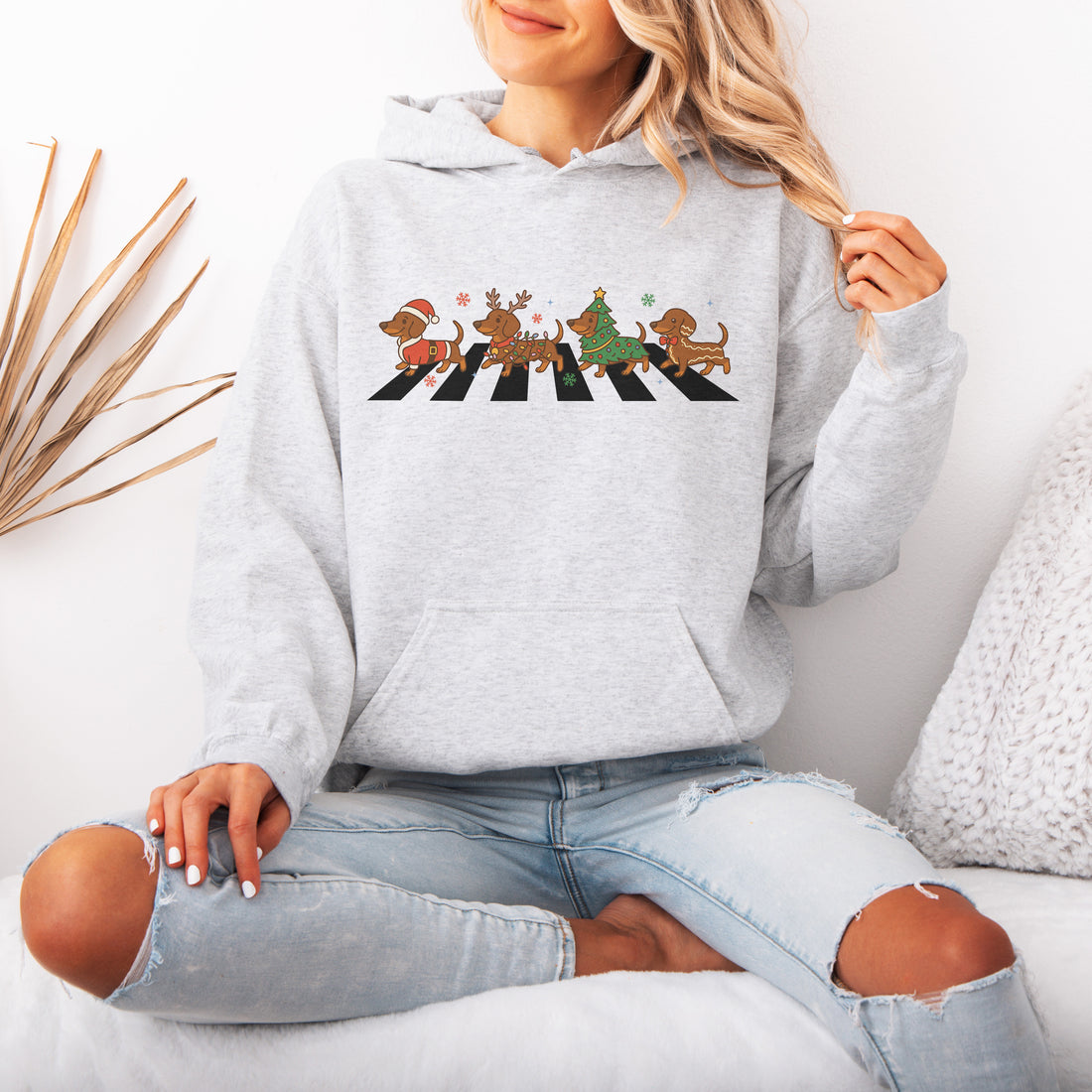 Abbey Road Dachshund Christmas Hoodie – Funny Wiener Dog Holiday Hooded Sweatshirt for Dog Lovers