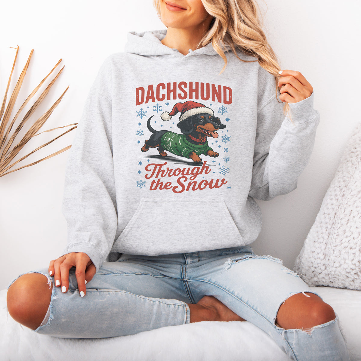 Dachshund Through the Snow Hoodie – Funny Christmas Doxie