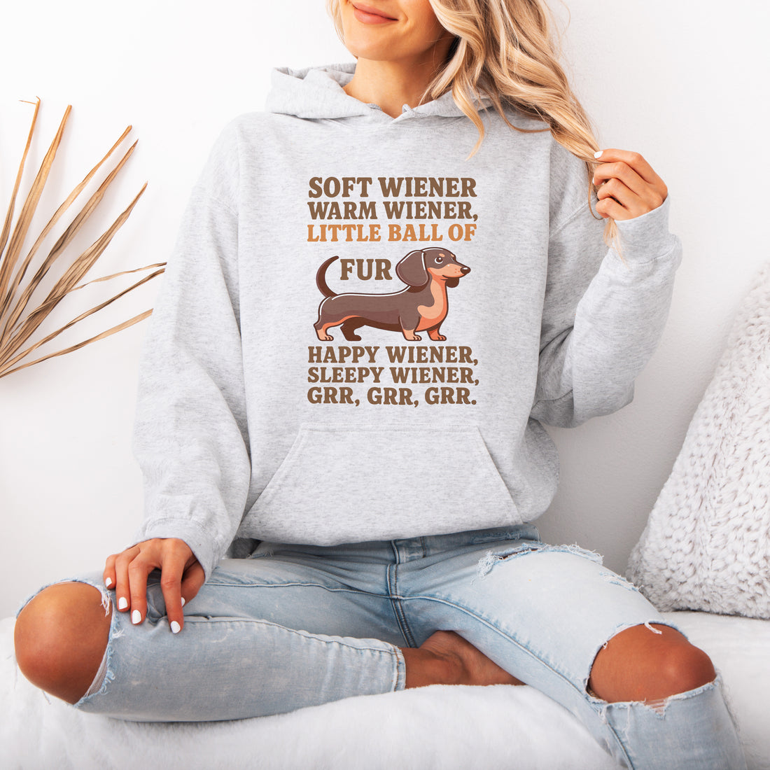 Soft Wiener Warm Wiener Dachshund Hoodie – Funny Wiener Dog Parody Hooded Sweatshirt for Dog Lovers