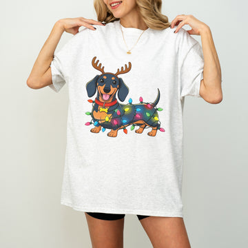 Reindeer Lights Dachshund Christmas Shirt – Funny Wiener Dog Holiday Tee for Dog Lovers