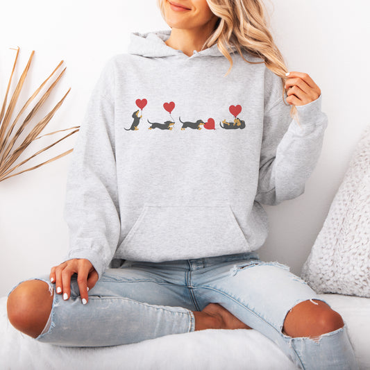 Dachshund With Heart Balloons Hoodie