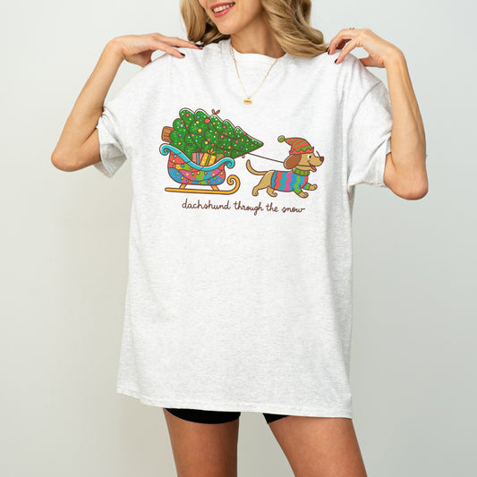 Dachshund Through the Snow Christmas Shirt – Tree Sleigh