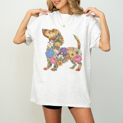 Floral Dachshund Shirt – Cute Dog Mom Gift for Dachshund Lovers