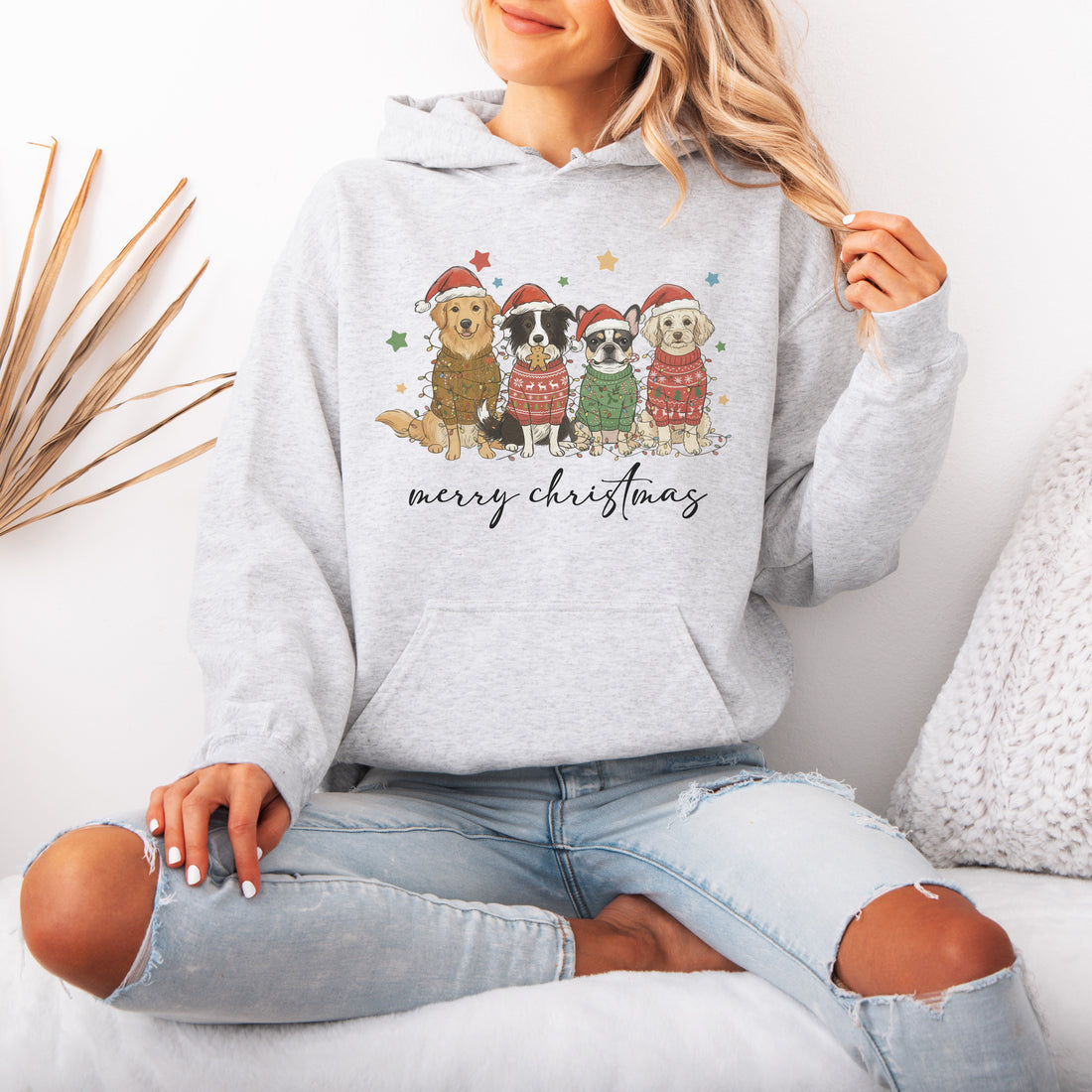Merry Christmas Dogs Hoodie – Cute Holiday Puppy Hooded Sweatshirt for Dog Lovers