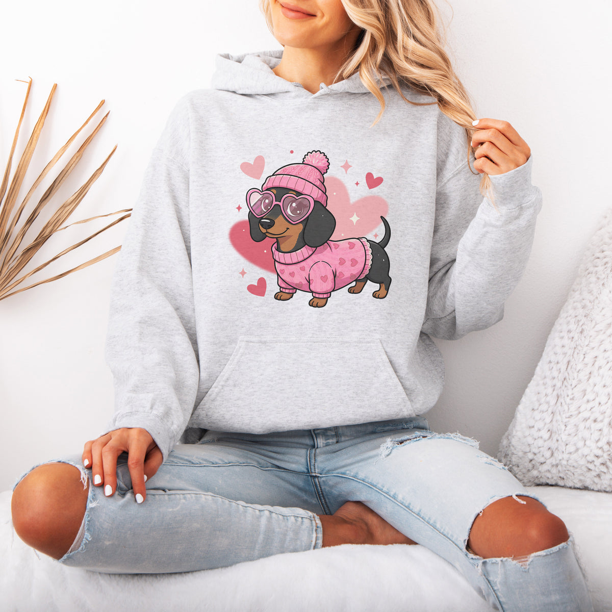 Cute Valentine Dachshund Dog Mom Hoodie