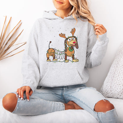 Reindeer Lights Dachshund Christmas Hoodie – String Lights Pup