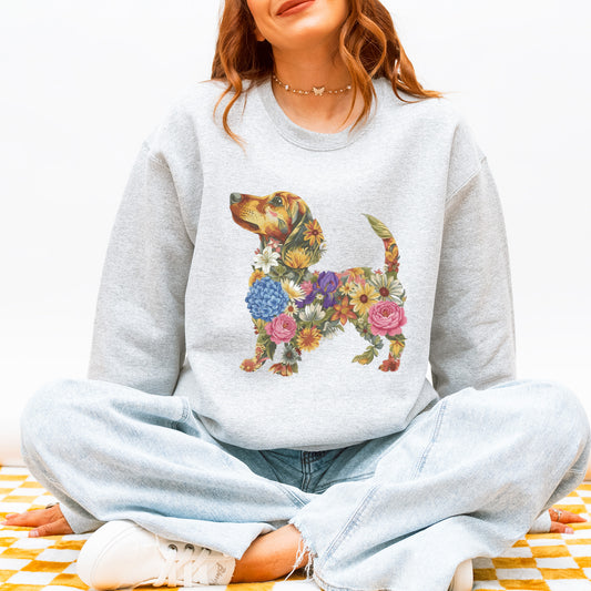 Floral Dachshund Sweatshirt - Cute Dog Mom Gift for Dachshund Lovers