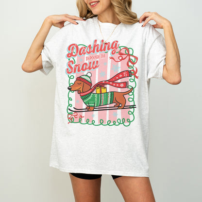 Dashing Through the Snow Dachshund Christmas Shirt
