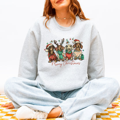 Merry Christmas Dachshund Dog Cute Holiday Puppy Sweatshirt