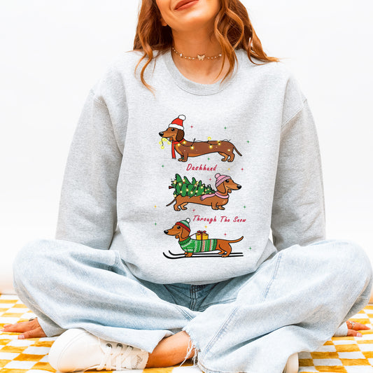 Dachshund Through the Snow Christmas Sweatshirt – Three Dachshunds
