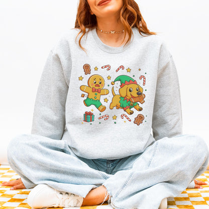 Elf Gingerbread Dachshund Christmas Sweatshirt