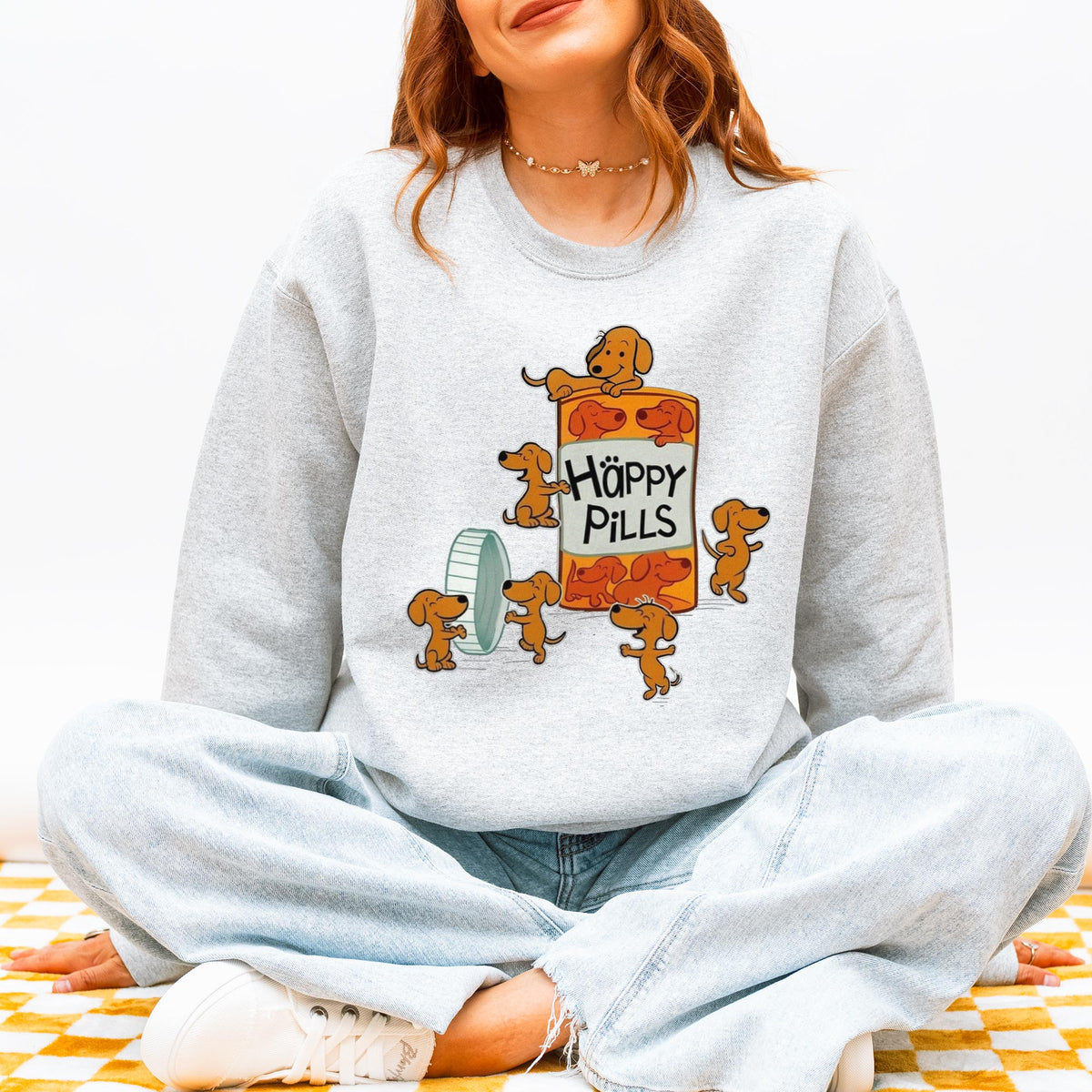 Happy Pills Dachshund Sweatshirt Cute Doxie Gift