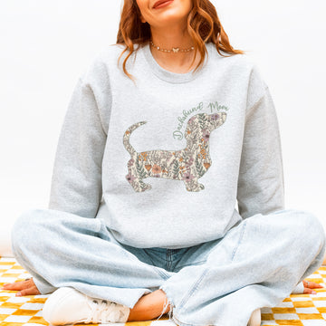 Personalized Dachshund Dog Mama Sweatshirt – Floral Dog Mom Design